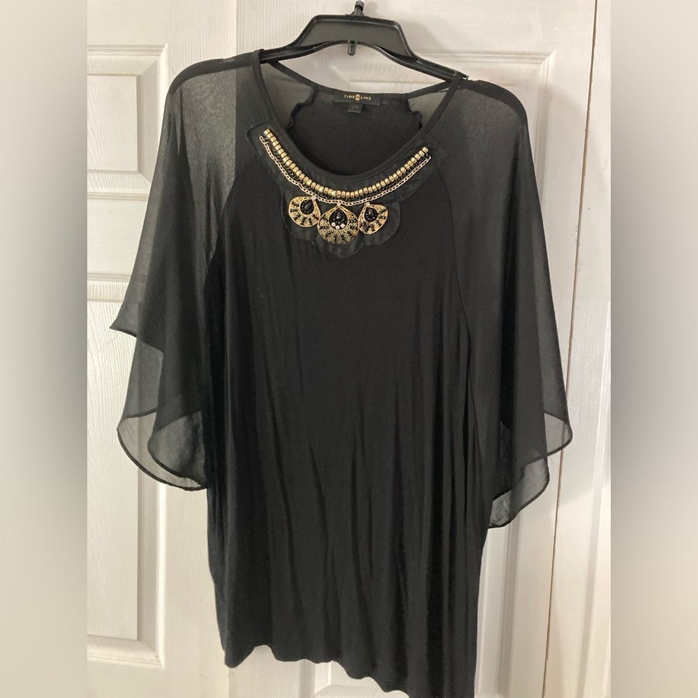 2/$20 Black dress top with gold detailing size 2xl